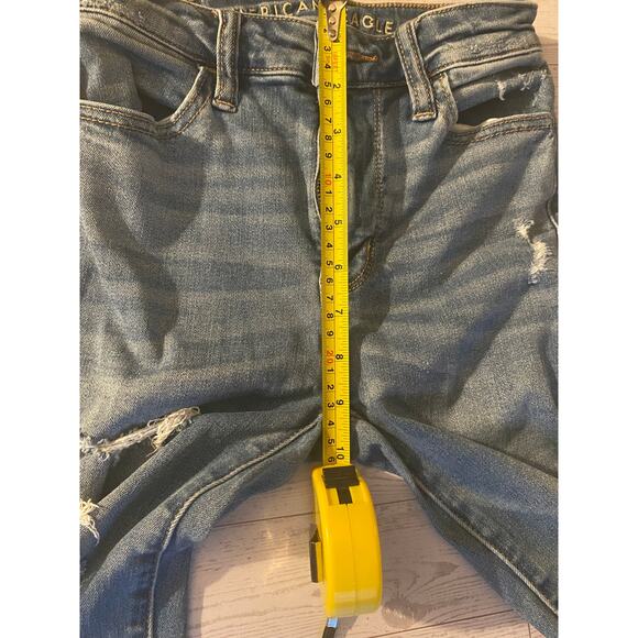 “American Eagle Ne(x)t Level Stretch Distressed Skinny Jeans Raw Hem - Size 0 - Picture 2 of 7